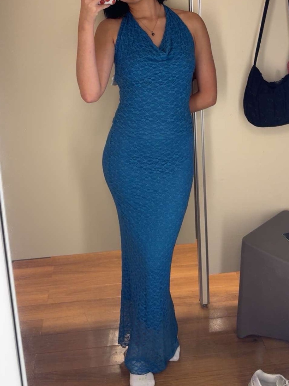 Lace Teal Halter & Maxi Skirt Set